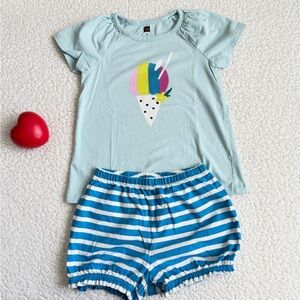 Tea Collection Aqua Tee and Striped Shorts Set